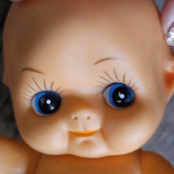 VTG Kewpie Rubber Doll 9" Jointed Squeak Toy Kitschy Baby Doll Molded Hair - Picture 3 of 15